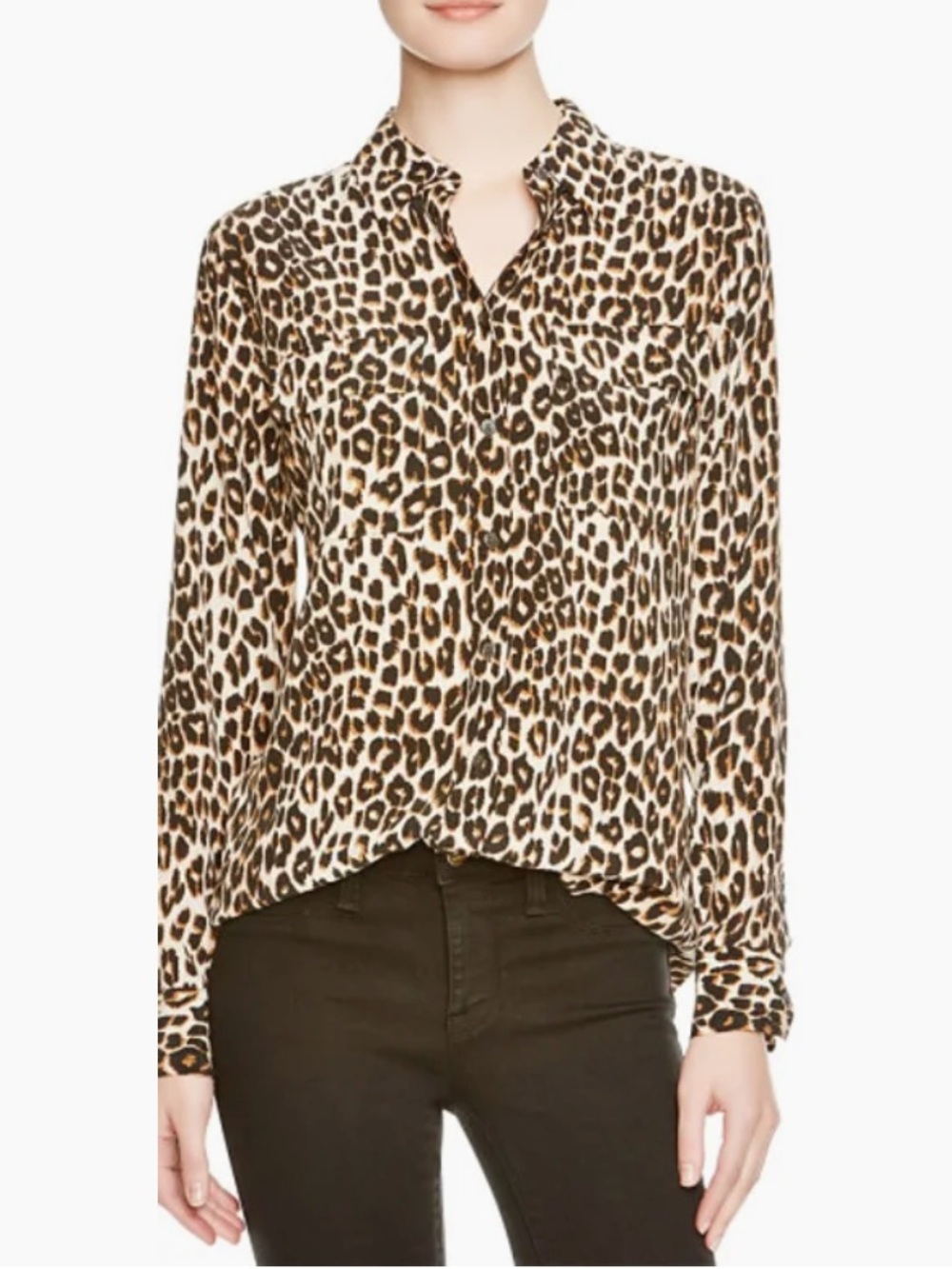 Equipment Slim Signature Blouse, SZ M, in Leopard print